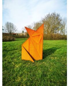 Metall-Origami "Fuchs", groß, rostig