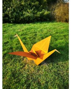 Metall-Origami "Kranich", mittel, rostig
